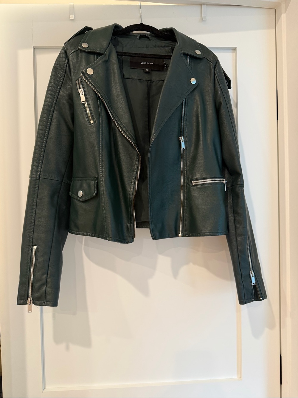 Vero Moda Forest Green Faux Leather Moto Jacket